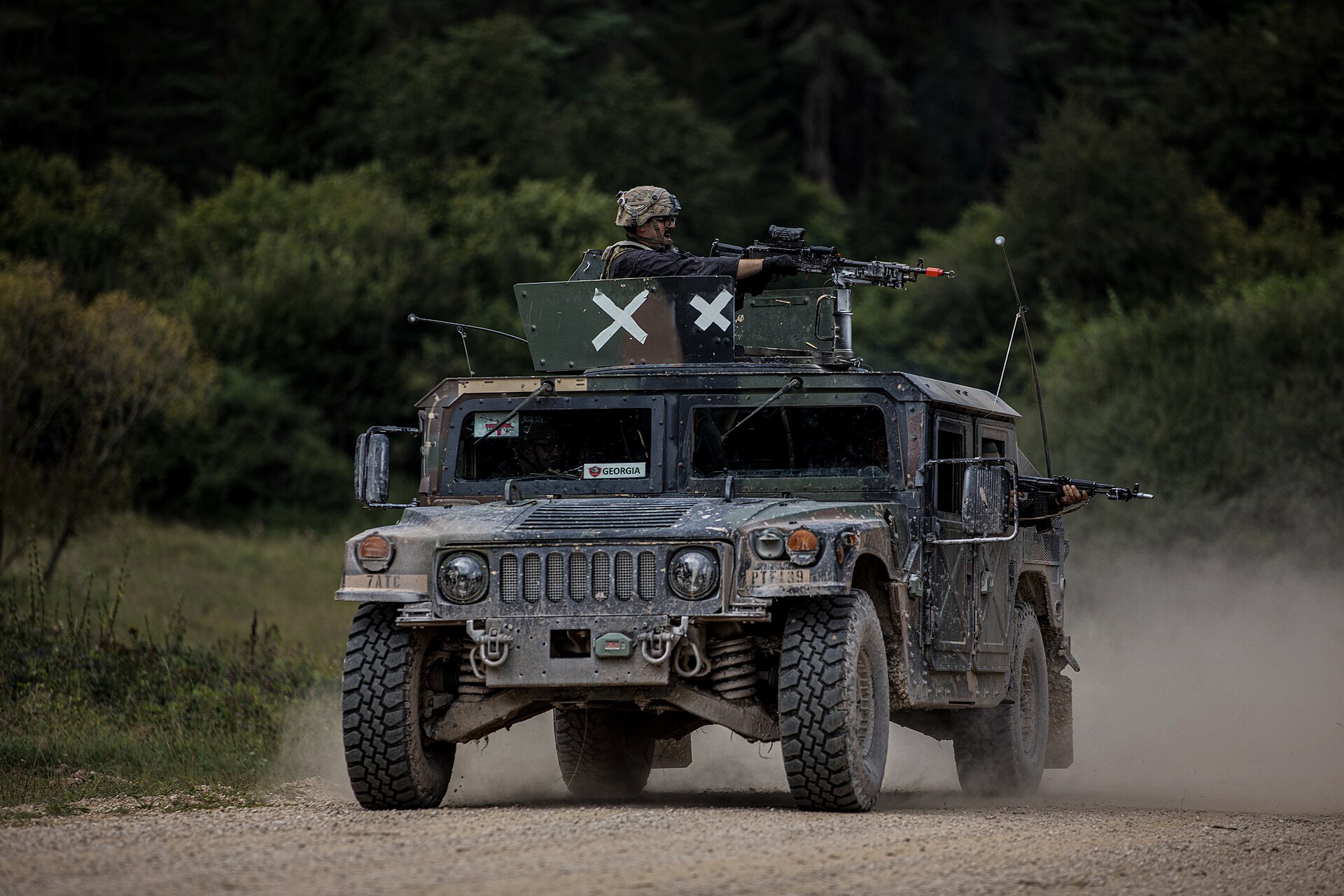 HMMWV export fleets — Foreign soldiers act as opposing forces, operate a Humvee throughout a training exercise during Saber Junction at the Joint Multinational Readiness Training Cen
